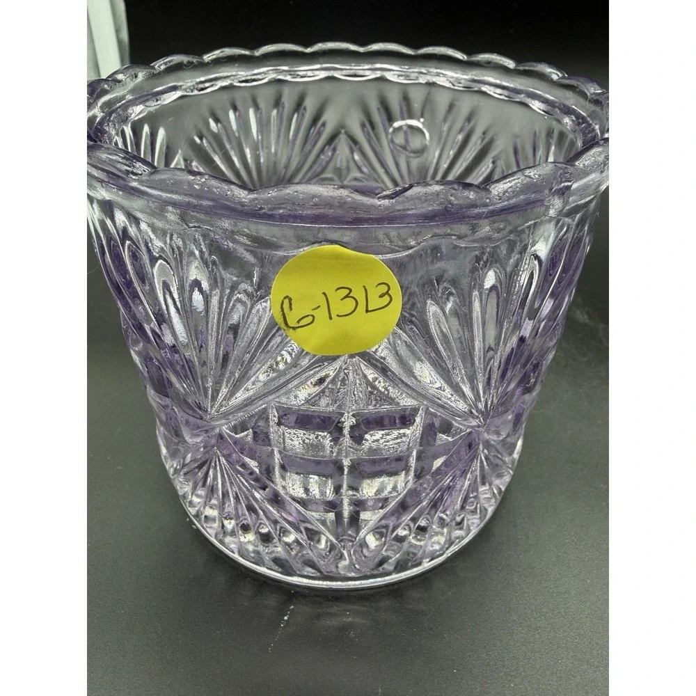 Vintage‎ Etched Glass Light Lavender Vase